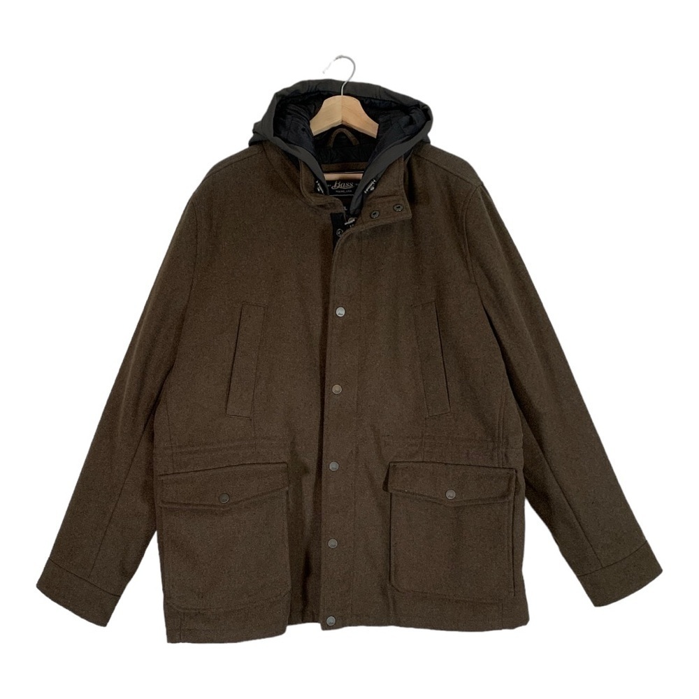 G.H. Bass Insulated Hooded Wool Winter Jacket Brown Size XL